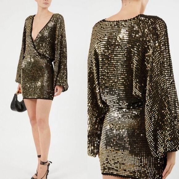 Retrofete Black and Silver Sequin Mini Dress - Picture 5 of 9